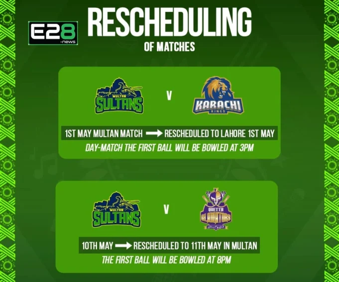 PSL 2025 Matches Rescheduled Due to Heatwave for Player Safety