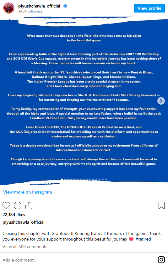Piyush Chawla's post
