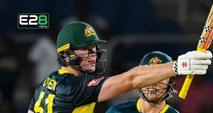 Mitchell Owen Shines with Bat and Ball on T20I Debut vs West Indies Mitchell Owen stars on debut with 50 and key wicket vs WI